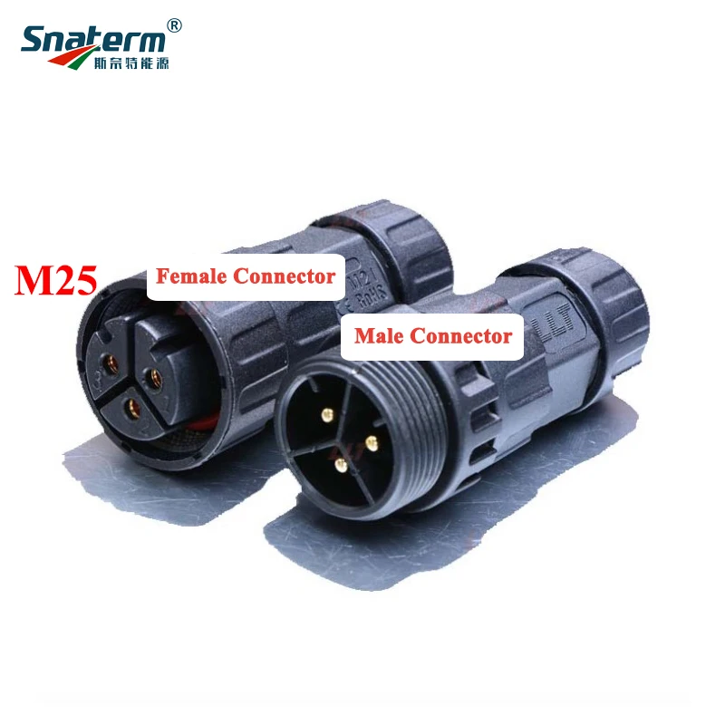 SG 시리즈용 3 핀 M25 M19 커넥터, 케이블 연결용 마이크로 인버터 암수 커넥터, 200W, 700W, 1000W, 1200W, 1400W