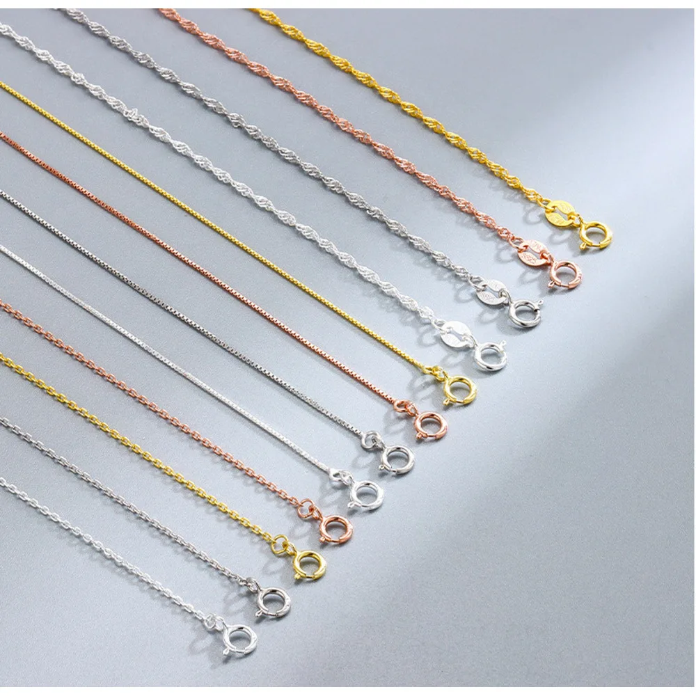 Collana in argento sterling S per donna senza ciondolo, semplice scatola singola fai da te versatile catena per clavicola, lusso leggero_voghion.com