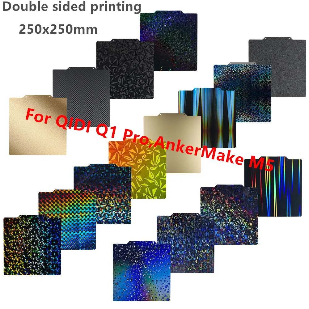 Für QIDI Q1 Pro PEI Blatt 250x250mm Doppelseitige Federstahlblech Textur PEI Bauplatte für Ankermake M5 Heat Bed Zubehör