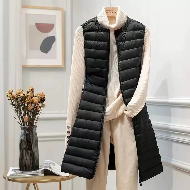 2023 New Down Jacket Woman Ultralight Winter Coat for Women Long Duck Down Vest Portable Sleeveless Fashion Warm Waistcoat