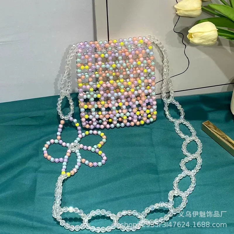 

Женский кошелек ручной работы, дизайнерская брендовая прозрачная сумка-тоут с бусинами, Женская Праздничная сумка, Прямая поставка