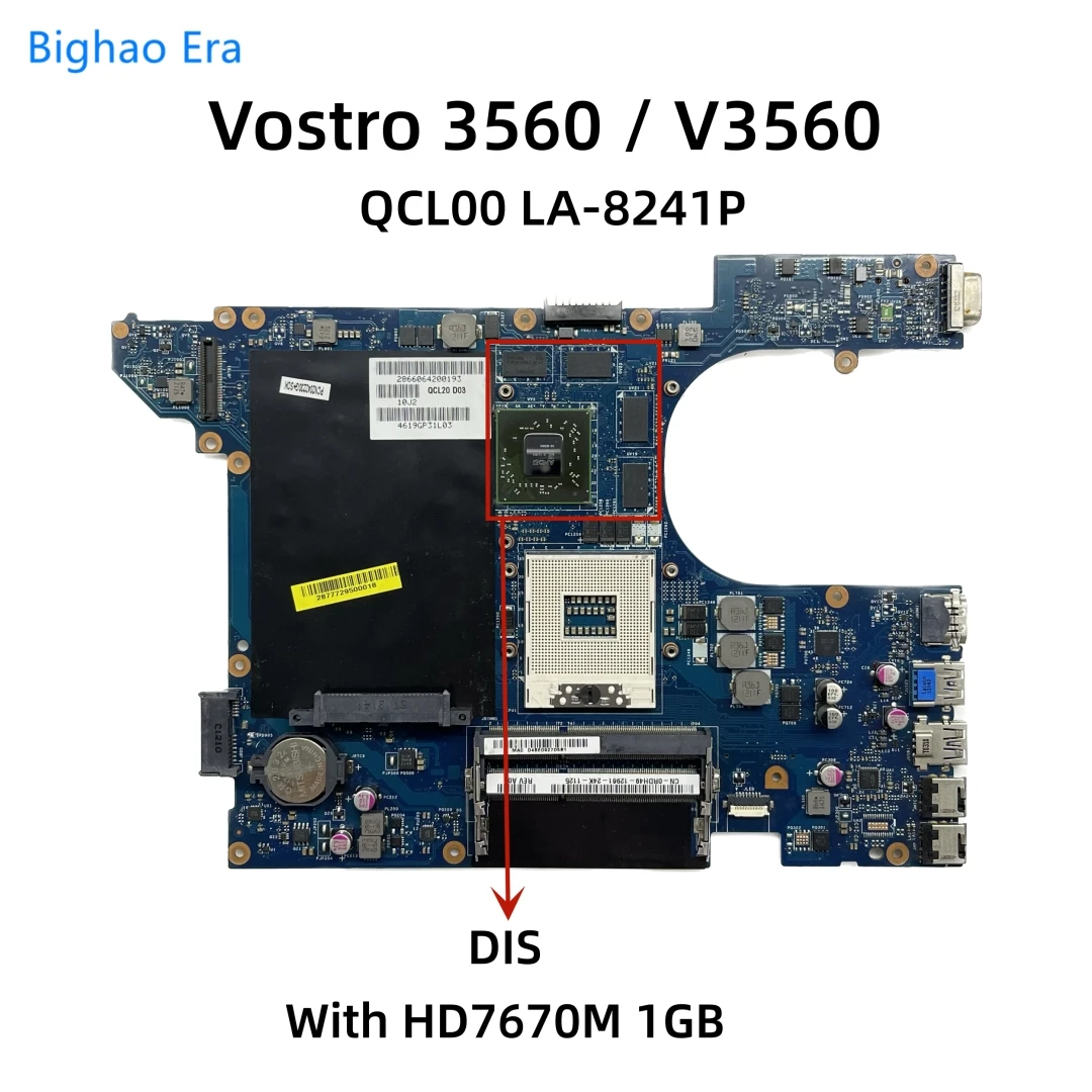 Placa-mãe do Portátil para Dell Vostro 3560 V3560 Qcl00 La8241p Hm76 Shipconjunto Hd7670m Gpu Cn0pyfnx Pyfngpu Cn-0rdh49 0rdh49