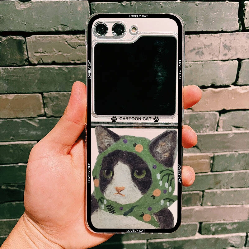 Adorable Cartoon Cat Transparent Phone Case - Clear Hard PC Cover