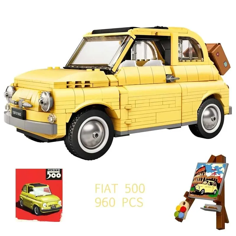 

960 PCS Fiat 500 Car Building Blocks Bricks Boys Birthday Christmas Girls Toys Compatible With 10271