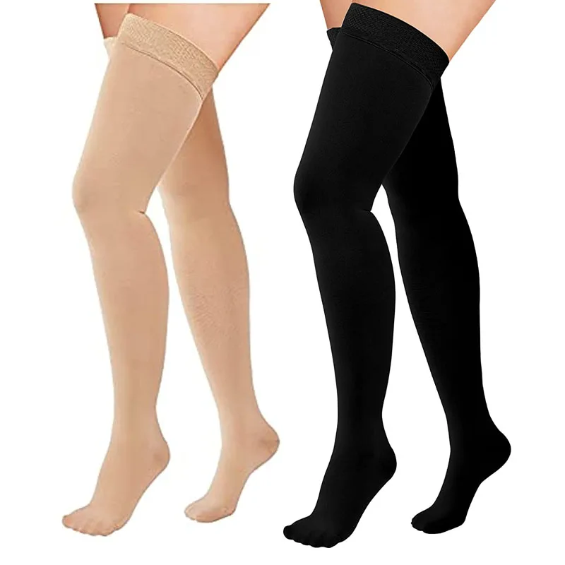Compression Stockings for Women Men 30-40mmHg Thigh High Compression Socks with Silicone for Running Varicose Veins Swelling.