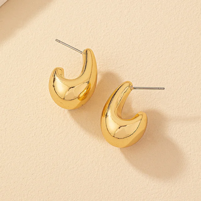 Vintage Chunky Dome Drop Earrings For Women Gold Plated Stainless Steel Thick Teardrop Earring Statement Wedding Jewelry Gifts 3
