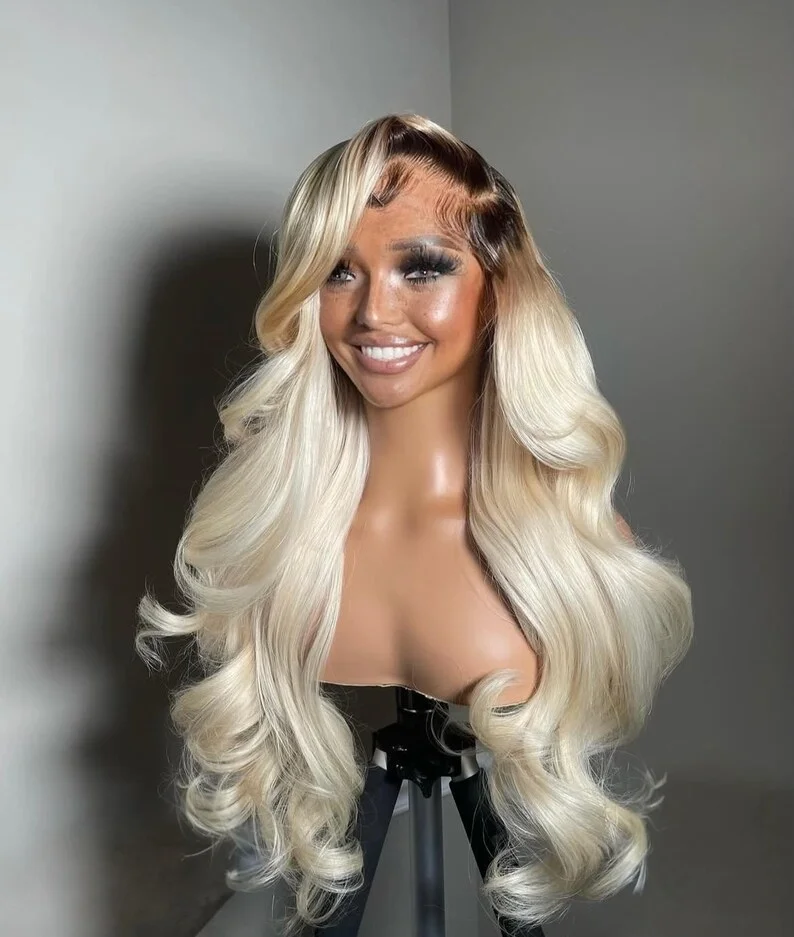 28 Zoll natürliche schwarze Körperwelle lose gewellte Haare 5x5 Spitzenperücke HD Spitze leimlose Echthaarperücke für Frauen – Detail 7