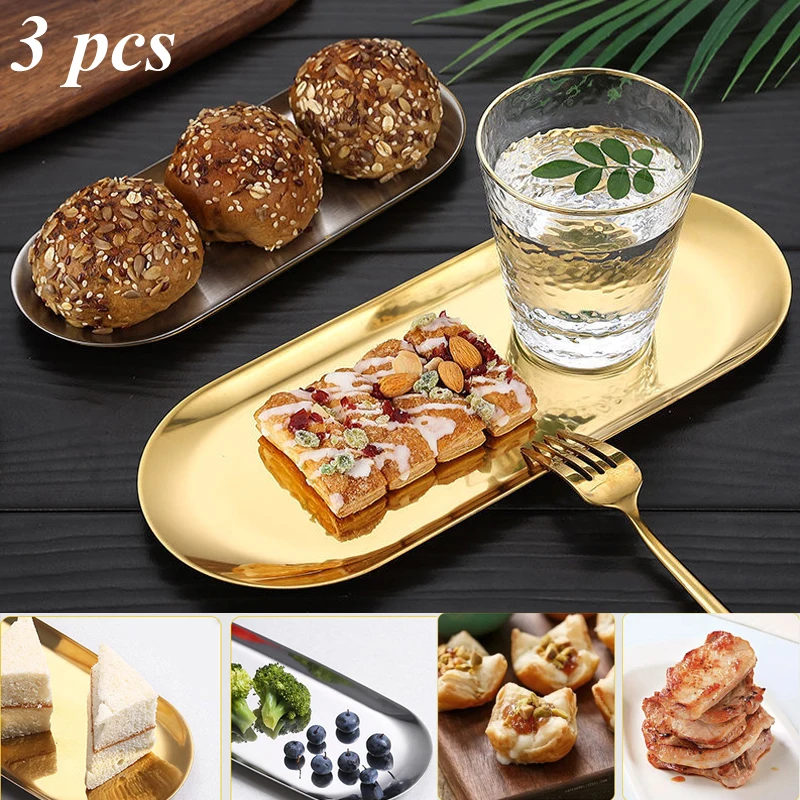 Creative Gold Silver Nordic style Stainless Steel Dessert Dining Plate Household Nut Cake Fruit Metal Towel Tray For Snack |