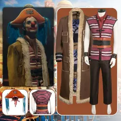 Buggy One cos Piece Cosplay Live Action Fantasia Costume Disguise Adult Men Pirate Hat Coat Pants Fantasy Outfits Halloween Suit