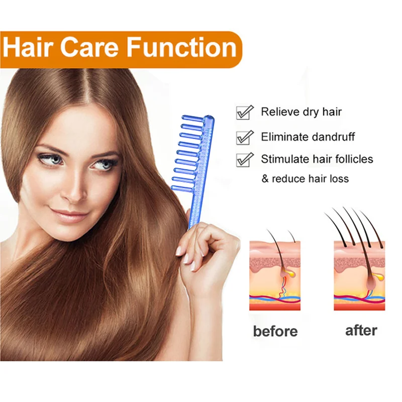 High Frequency Facial Argon Hair Comb Electrode Nozzle Attachment Tubes Face Massager Purple Light Hair Care Violet 1Pcs