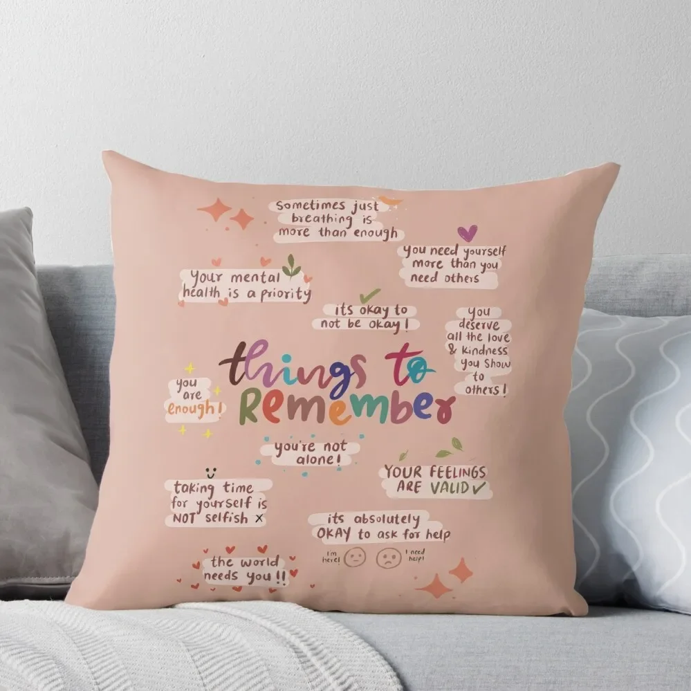 

Mental health reminders Throw Pillow Cushions Cover Pillowcases