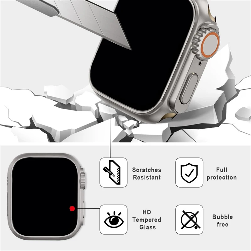 Enhanced Ultra iWatch Tempered Glass Screen Protector Case