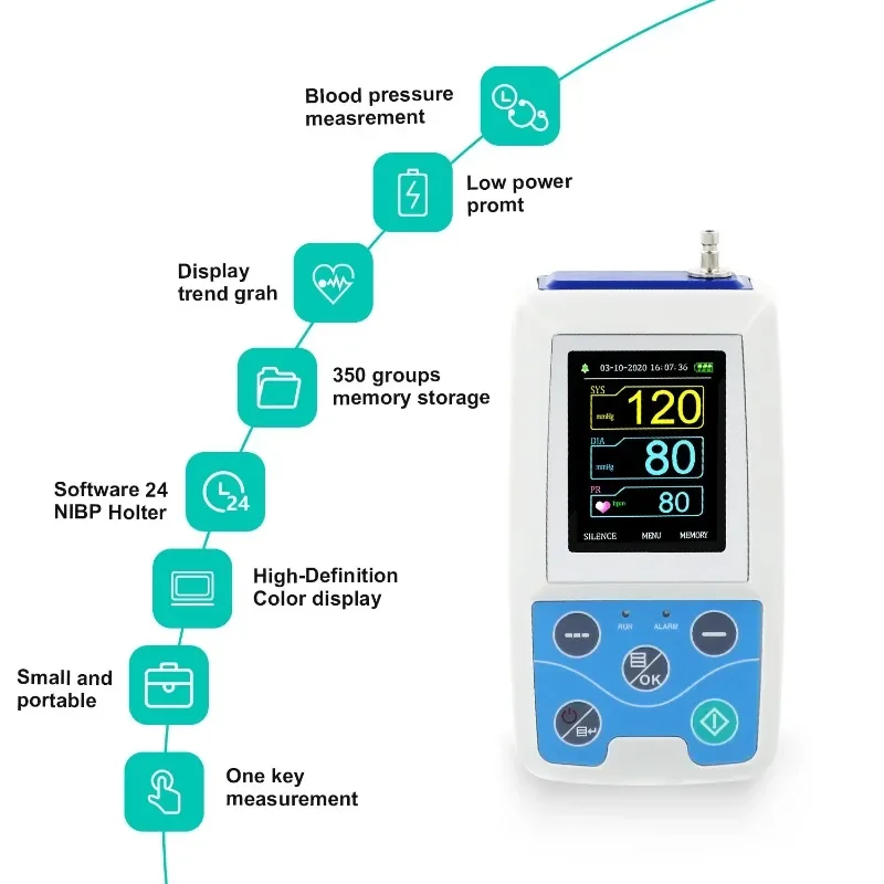 CONTEC ABPM50 Ambulaotry Blood Pressure Monitor 24hours Upper Arm Digital NIBP Machine PC Software NIBP Holter