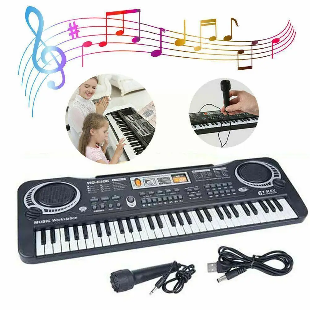 61 Keys Electronic Organ USB Digital Keyboard Piano Musical Instrument Kids Toy Electric Piano With Microphone For Children Z7R4