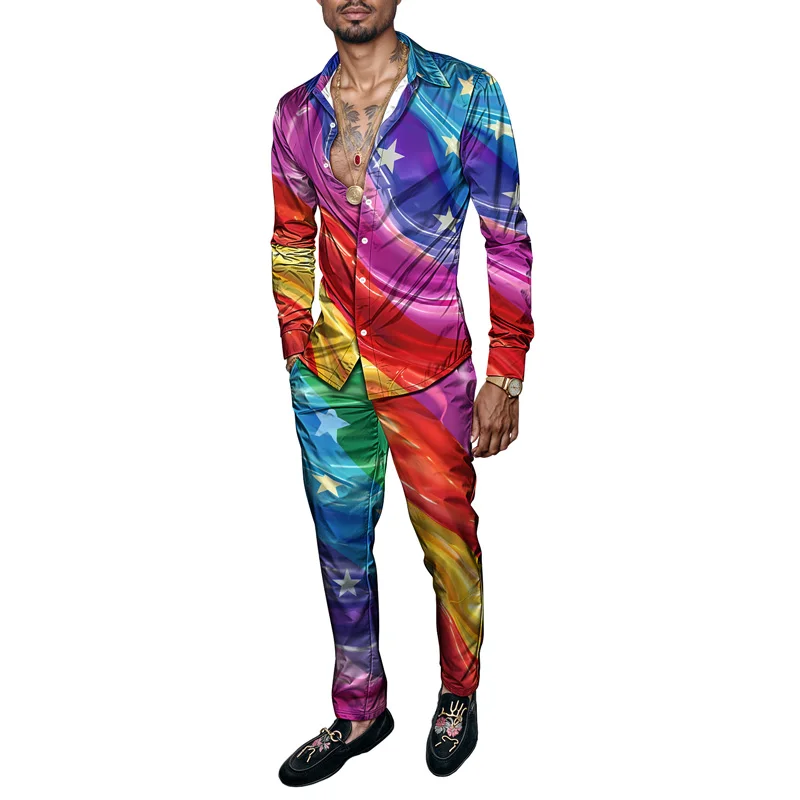 2025 New Style Spring Summer Men Shirt Set Brand Print Fashion Simple Two Piece Set Mens Luxury Lightweight Party Long Sleeves S_voghion.com