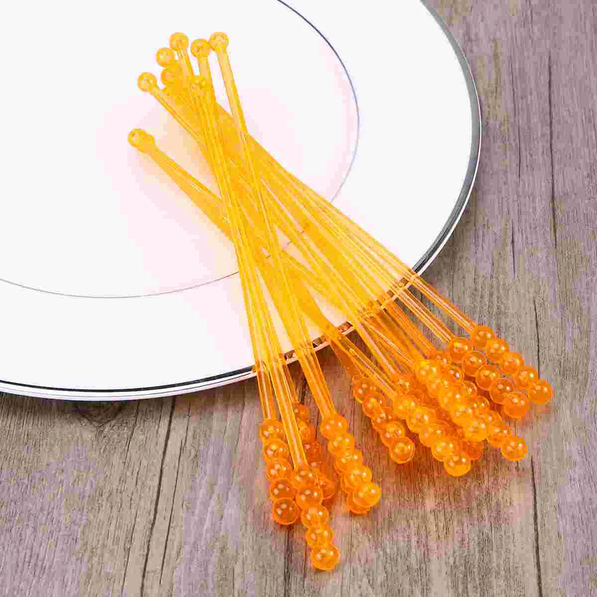 

Acrylic Colorful Translucent Round Beads Swizzle Sticks Resuable Beverage Stirrers for Coffee Juice Wine(Random Color)