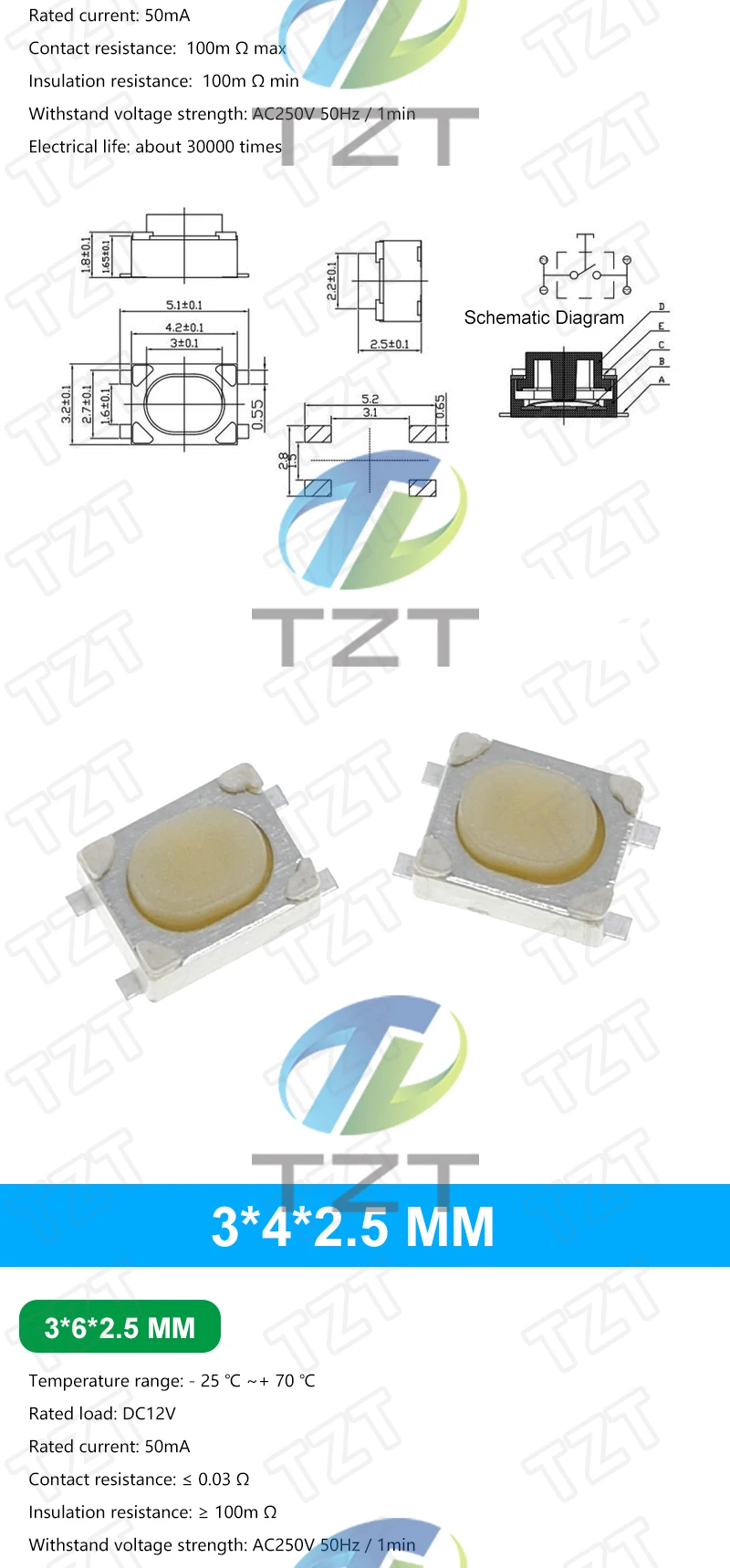 10PCS 3*6 3*4 4*4 SMD Tactile Tact Push Button Schalter 2Pin 4Pin Touch Micro Schalter 3x4x2 3x6x4,3 3x6x2,5 3x6x5 4x4x1,5 4*4*2,5 – Detail 4