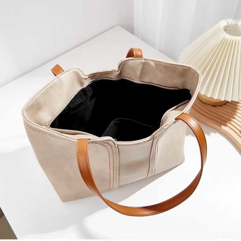 Borsa a Spalla da Donna con Manico Superiore, Grande Capacità, Stile Vintage Elegante, per Uso Quotidiano, Lavoro e Ufficio - immagine 4