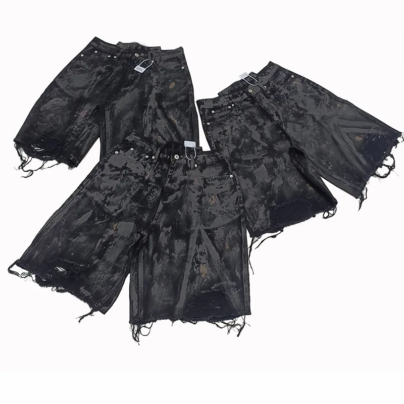 Owen Seak Men Jeans Short Denim Casual Cotton Gothic Men's Clothing Summer Knee Length Black Short