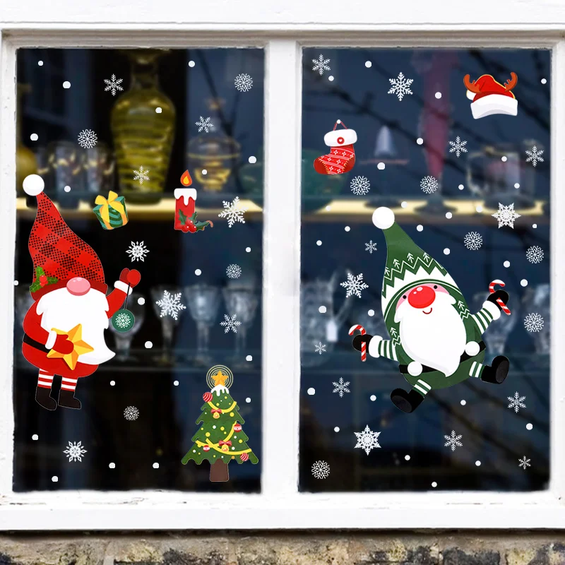 

Christmas Window Stickers Santa Claus Snowflake Wall Sticker Merry Christmas Decorations for Home Kids Room Wall Decals New Year