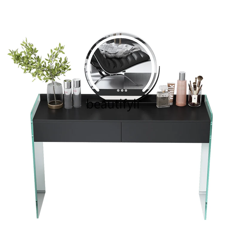 

HJ Bedroom Modern Minimalist New Small Apartment Stone Plate Makeup Table Hanging Dresser