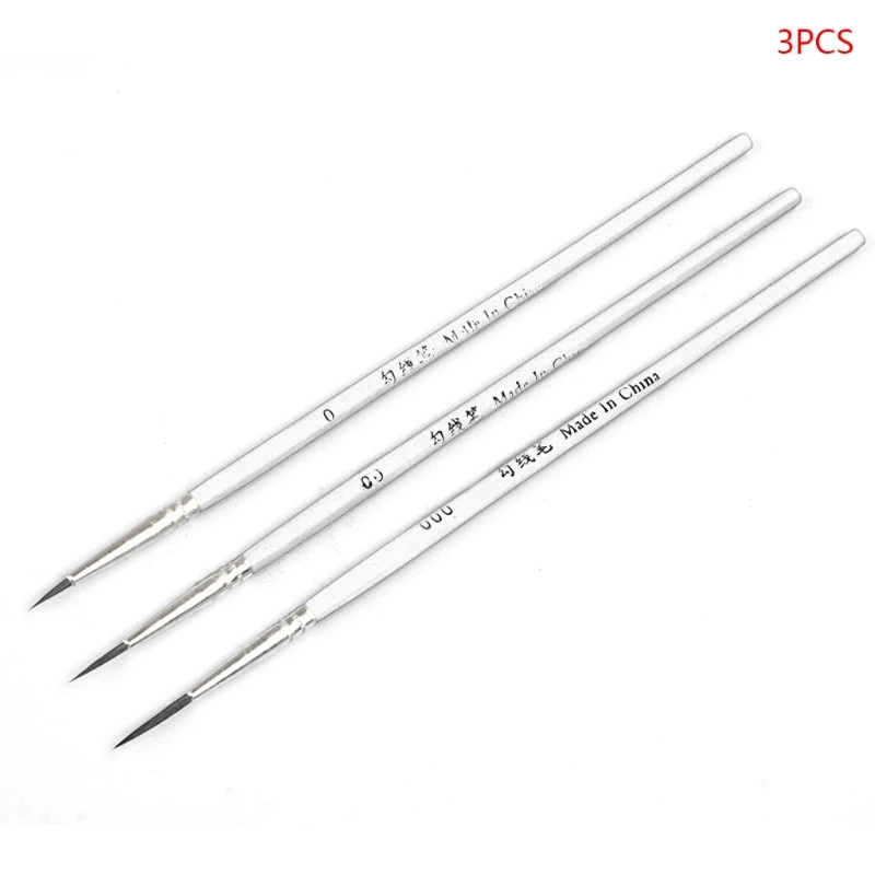

3pcs 0 00 000 Hook Line Pen Professional Fine Tip Drawing Brushes for Acrylic