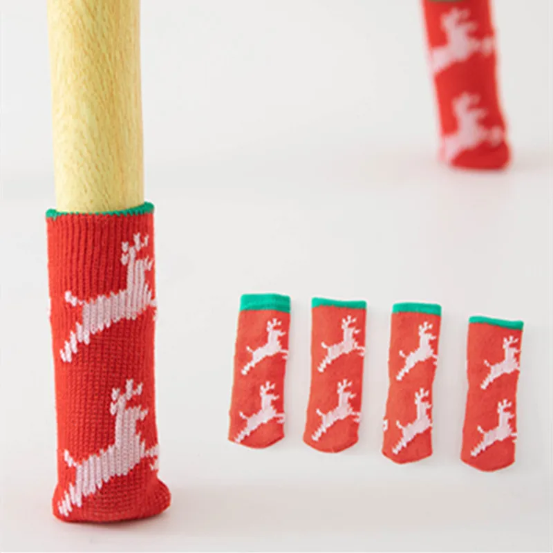 Description Picture 6 of item2022 Creative Christmas Table Foot Socks Chair Leg Covers Floor Protectors Non-Slip Knitting Cloth Furniture Feet Sleeve Decor