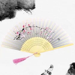 Elegant Vintage-Style Bamboo Silk Hand Fan with Colorful Tassel (8)