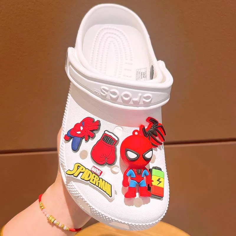 Shoe Charms Disney Spider Man LED Buckle Set Cartoon Super Hero For Clogs Sandals Decorations Kids X-mas Gifts