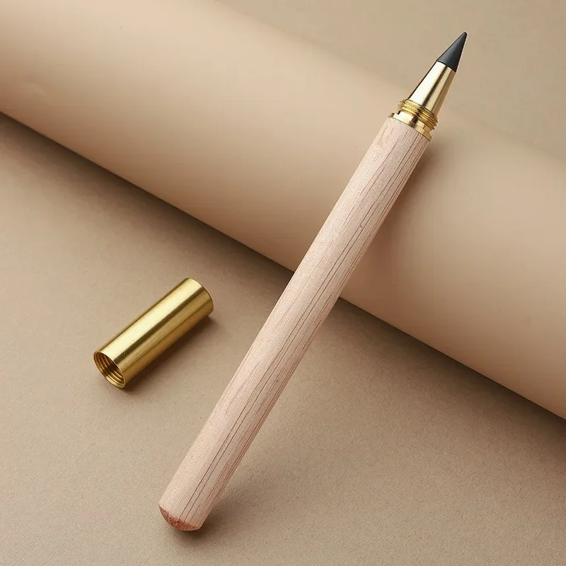 Wooden Unlimited Writing Pencil HB with Graphite Pen Tip Eternal Drawing Painting Infinity Pen Art School Supplies Stationery 6