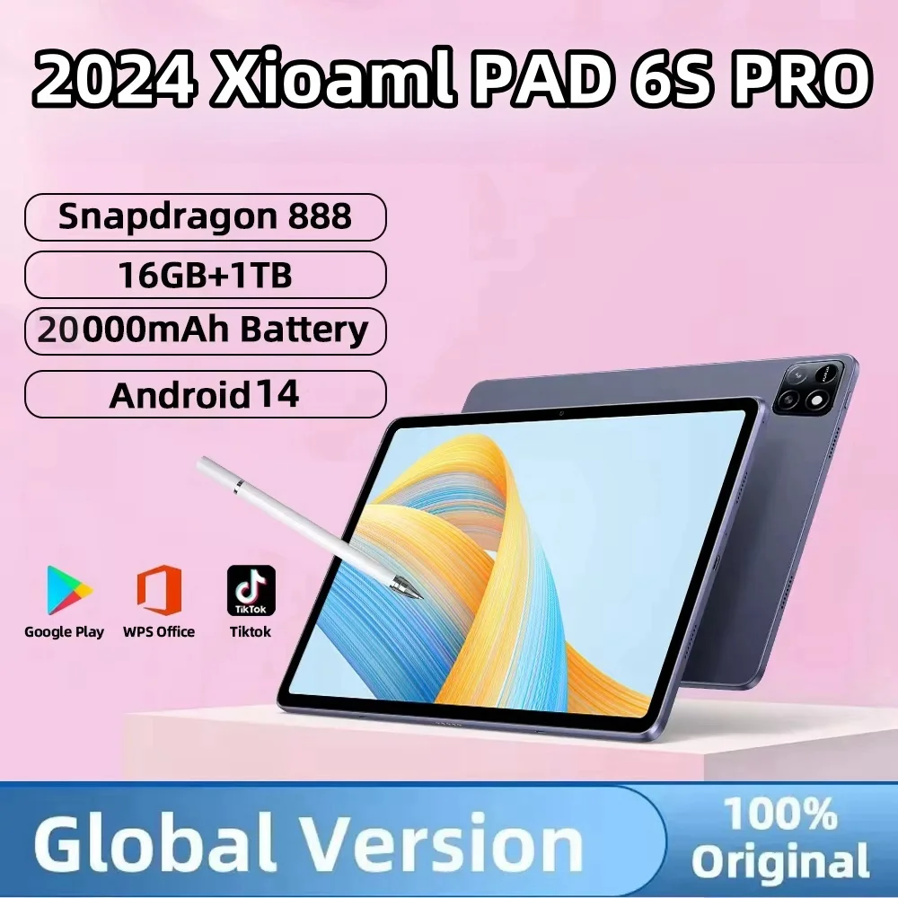 Androidタブレット本体 Pad6S Pro 16RAM 1TB Android14 オリジナルのAndroid14タブレットpad6s Pro,デュアルsimカード