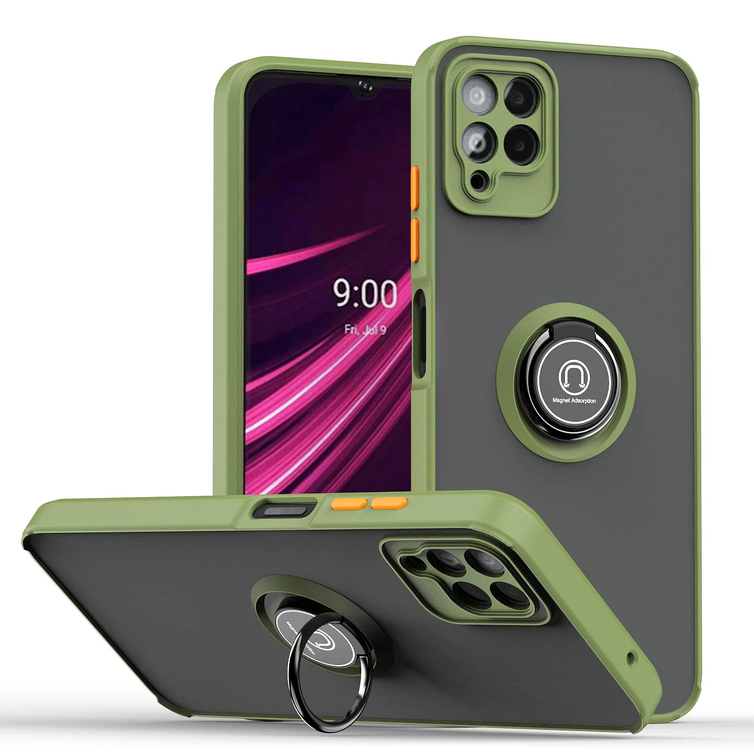 Magnetic Kickstand Shockproof Heavy Duty Phone Cover with Metal Ring