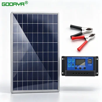 Kit Caricatore Solare 12V Completo, Pannello Policristallino USB Portatile per Ricarica Esterna, Generatore Solare per Casa