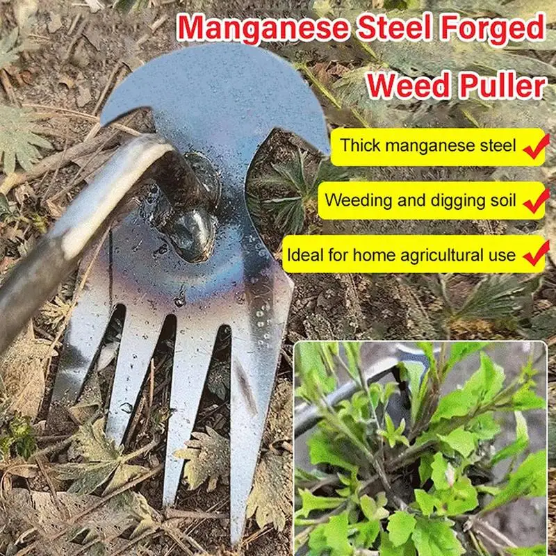 1pcs Weeding Tool Root Pulling Tool 4 Teeth Garden Weeding Artifact Hand  Weeder