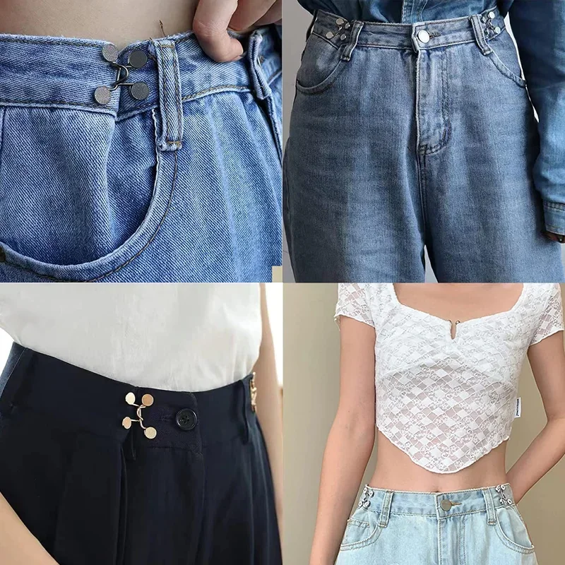 Waist Tightener Adjustable Waist Buckle for Jeans, No Sewing Required  Bowknot Button Adjuster for Pants and Skirts - AliExpress