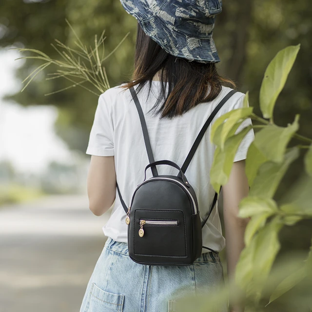 Mini mochila de pana para mujer, mochilas pequeñas de Color sólido