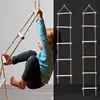 Kids Fitness Toy Wooden Rope Ladder Multi Rungs Climbing Game Toy Outdoor Training Activity Safe Sports Rope Swing Swivel Rotary 4