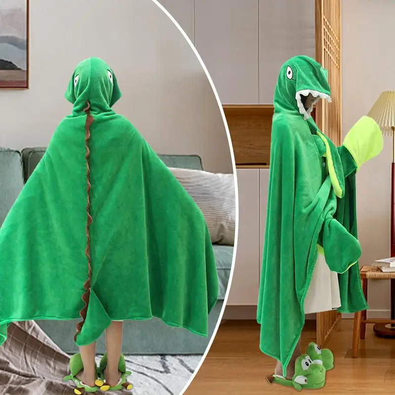 Animal Wearable Blanket Dinosaur Blanket Throw Super Soft Warm Plush Comfy Blanket Halloween Blanket For Sofa Bed Dinosaur Gifts