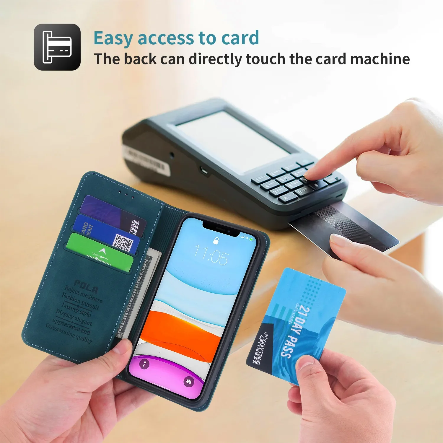 Luxury Magnetic Leather Wallet Phone Case with Card Slots and Stand Feature