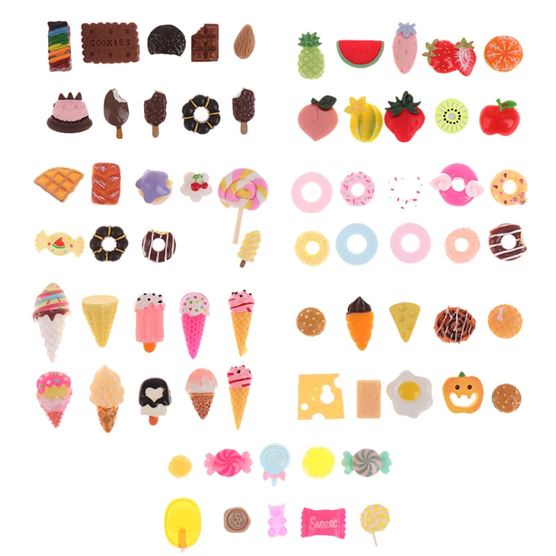 10Pcs Mini Candy Donut Bread Doll Food Scale Dollhouse Miniature Cake Accessories Home Craft Decor Cake Kids Kitchen Toys Gift 6