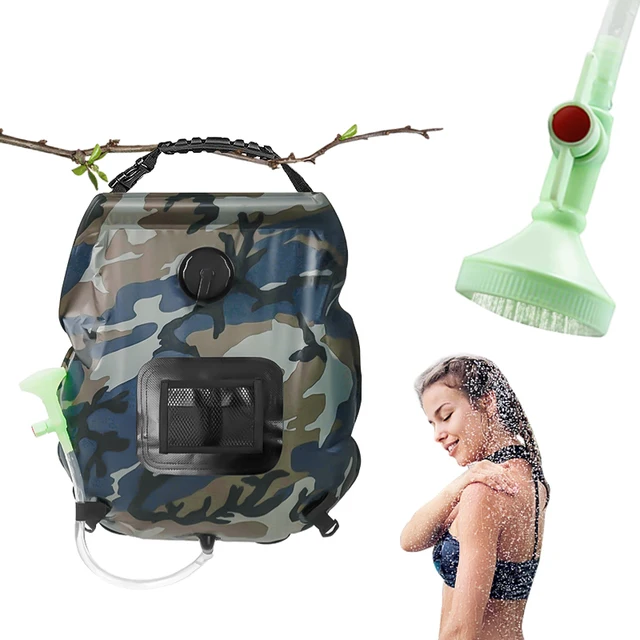 Sac de douche solaire 20L, chauffage solaire, sac de douche de camping, tuyau parfait, pommeau de douche commutable marche-arrêt, douche portable 1