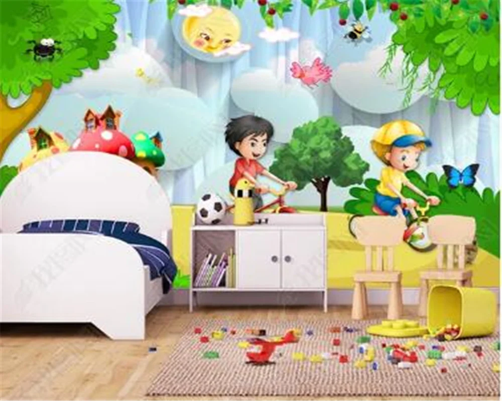 

Milofi Custom wallpaper mural 3D Nordic cartoon children's playground children's room background wall decoration painting