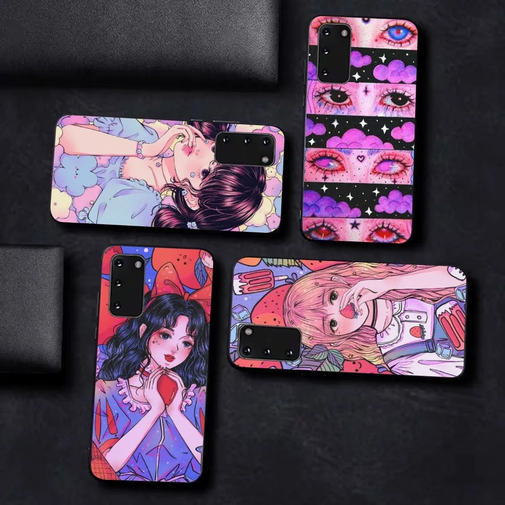 Kawaii Japanese Anime Illustration Girl Phone Case Per Samsung S 9 10 20 21 22 23 30 23Plus Lite Ultra Fe S10Lite Fundas