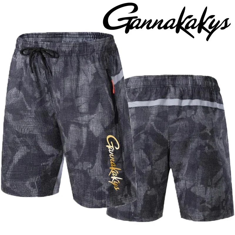 Summer Fishing Shorts Men's Sports Elastic Quick Drying Pocket Running Shorts Slow Running Fashion Beach Men's