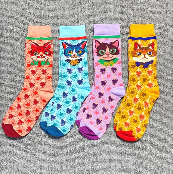 Occident Fashion Colorful Print Socks Women with Mushroom Spring Woman Socks Cotton  Cute Socks