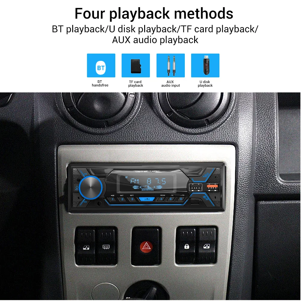 1 Din Autoradio Bluetooth USB MP3 Player Freisprecheinrichtung Stereo A2DP  Musik Laden TF Aux Audio Record 7 Farbe Beleuchtung kopf Einheit 503 -  AliExpress