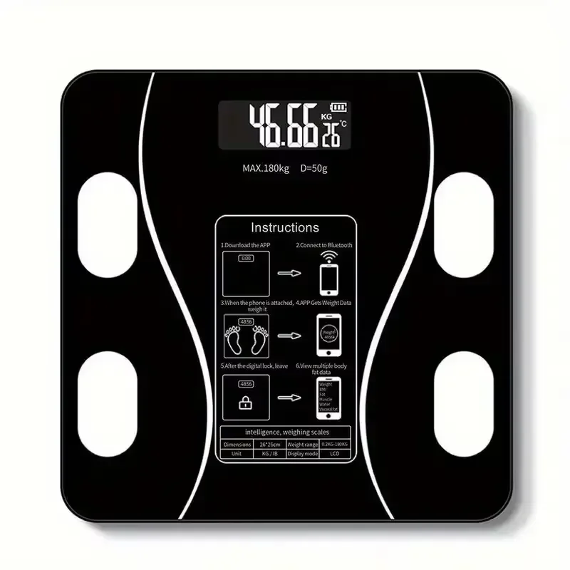 1pc Intelligent Bluetooth electronic weight scale: wireless digital bathroom scale, precise measurement of body fat percentage 2