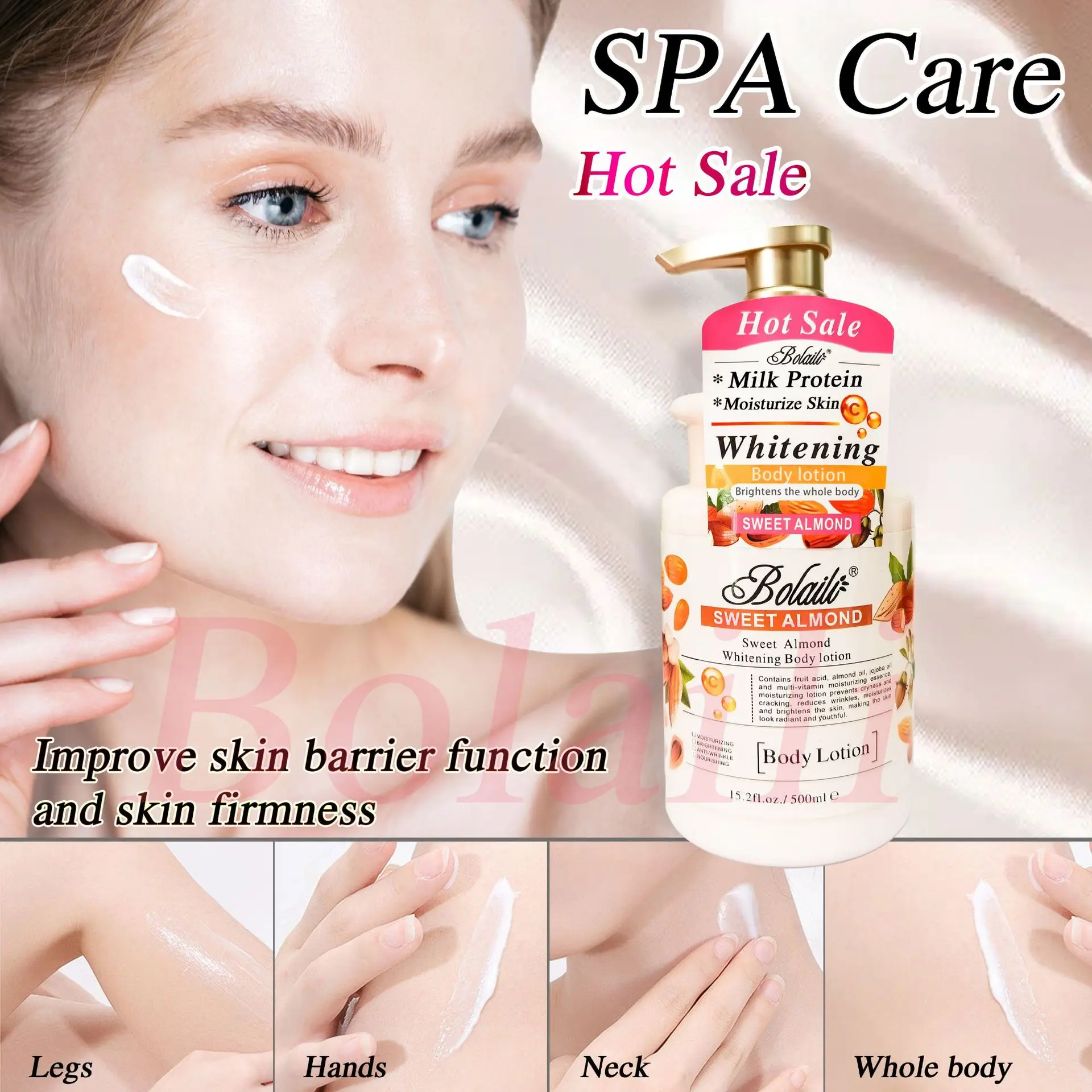 15.2fl.oz/500ml Sweet Almond 14 Days Magic Whitening Face Body Lotion Skin Moisturizing Cream 6