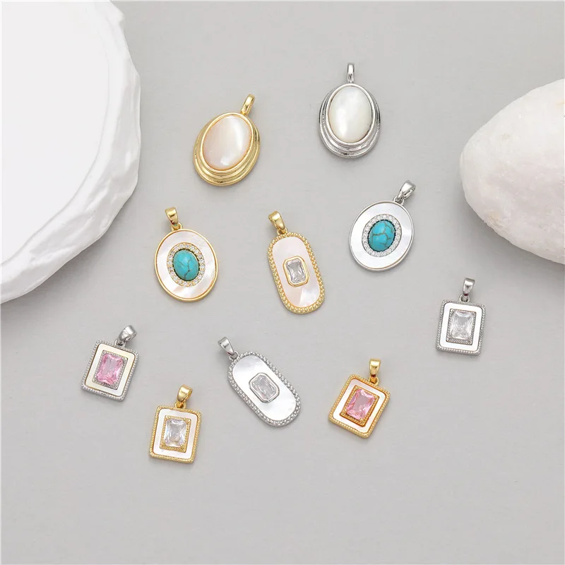 Stylish Chic Elegant 14K Gold Plated Turquoise Zircon Pendant Handmade DIY Jewelry Accessories 1