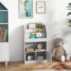 Toy Storage Cabinet, Kids Bookcase Childrens Bookshelf, Gray 2